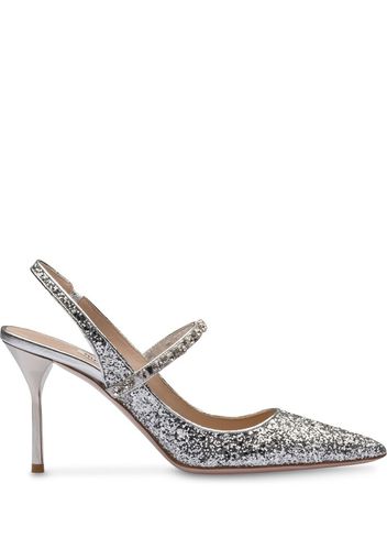 crystal-embellished glitter pumps