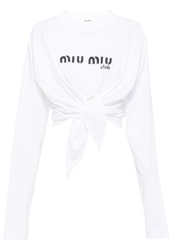 logo print knotted crop T-shirt