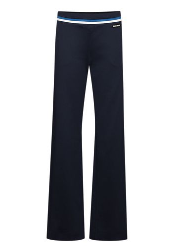 Miu Miu stripe-detail logo-patch tailored trousers - Blu