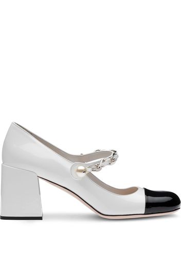 Miu Miu chain pearl strap pumps - Bianco