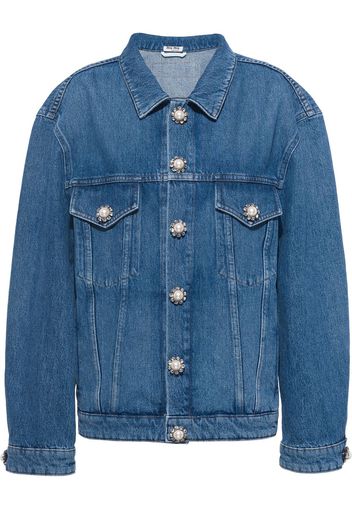 Miu Miu embellished-button denim jacket - Blu