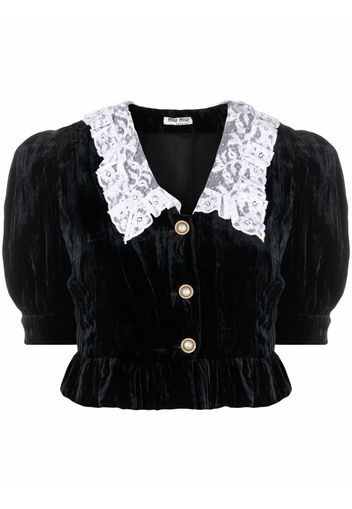 Miu Miu Blusa con colletto in pizzo - Nero