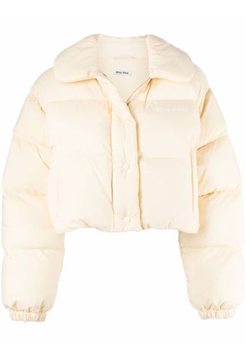 Miu Miu cropped puffer jacket - Giallo