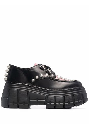 Miu Miu stud-detail platform lace-up shoes - Nero