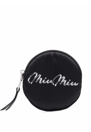 Miu Miu sequin logo round make-up bag - Nero