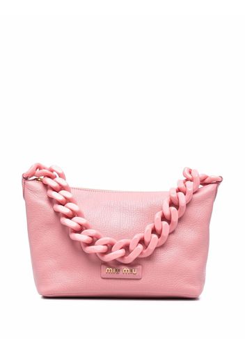 Miu Miu logo-patch leather shoulder bag - Rosa