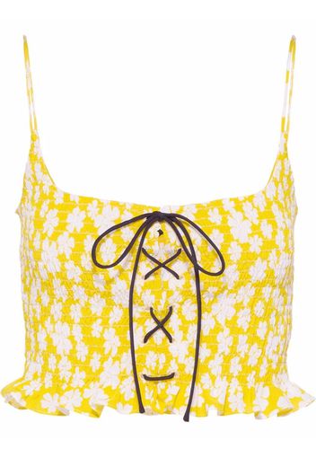 Miu Miu Top crop Marocain - Giallo