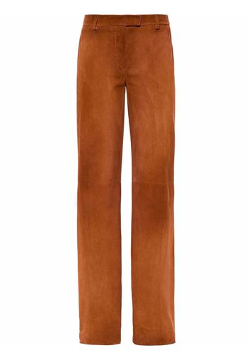 Miu Miu suede straight-leg trousers - Marrone