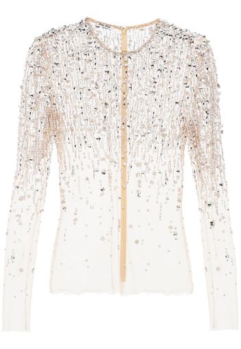 Miu Miu crystal-embellished sheer top - Toni neutri