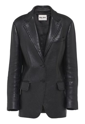 Miu Miu nappa leather single-breased blazer - Nero