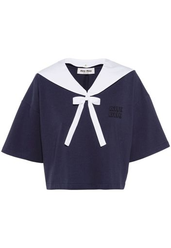 Miu Miu sailor-collar T-shirt - Blu