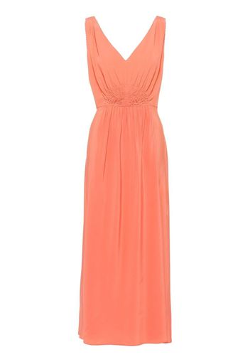 Miu Miu gathered-bodice silk dress - Arancione