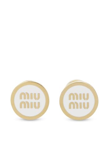 Miu Miu Orecchini a bottone con logo goffrato - Bianco