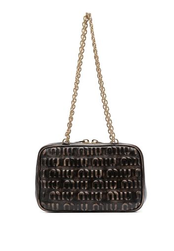 Miu Miu logo-embossed leather shoulder bag - Marrone