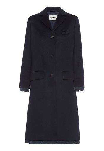 Miu Miu Single-Breasted Velour coat - Blu