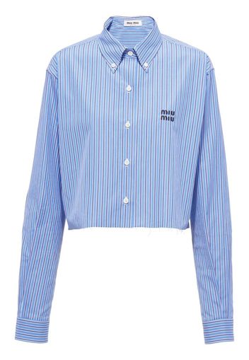 Miu Miu striped cropped shirt - Blu