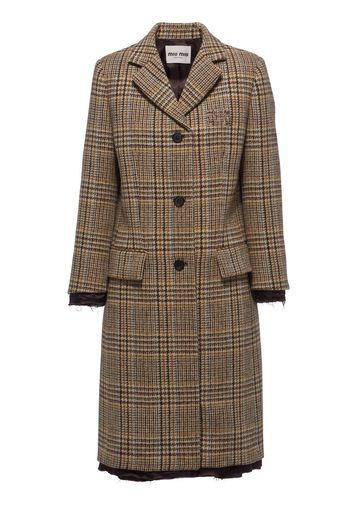 Miu Miu Single-breasted plaid coat - Marrone