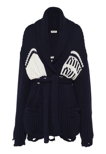 Miu Miu belted shawl-lapel cardigan - Nero