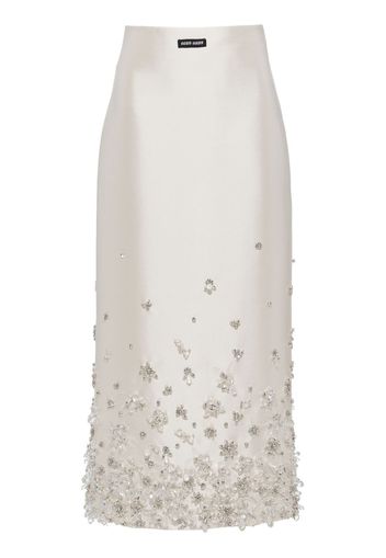 Miu Miu floral-embellished midi skirt - Bianco