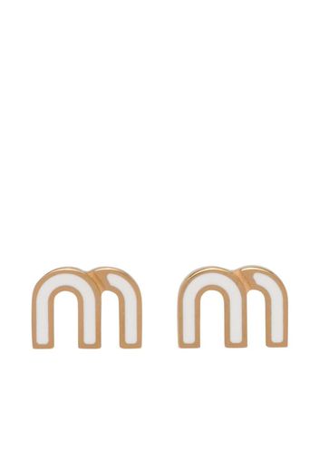 Miu Miu logo-plaque stud earrings - Oro