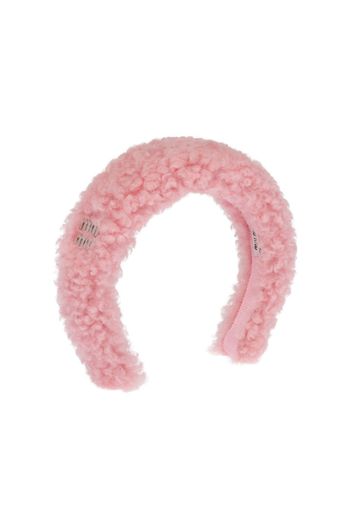 Miu Miu logo-plaque shearling headband - Rosa