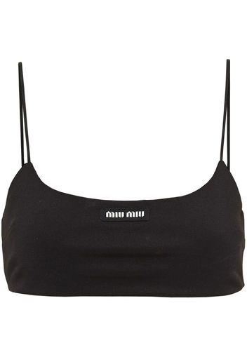 Miu Miu logo-patch crop top - Nero