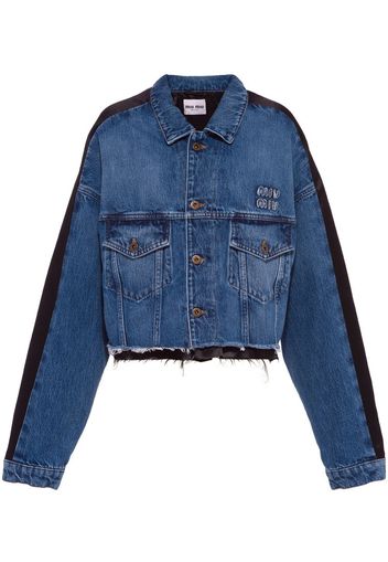 Miu Miu logo-patch denim jacket - Blu