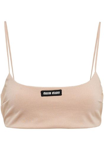 Miu Miu logo-patch crop top - Toni neutri