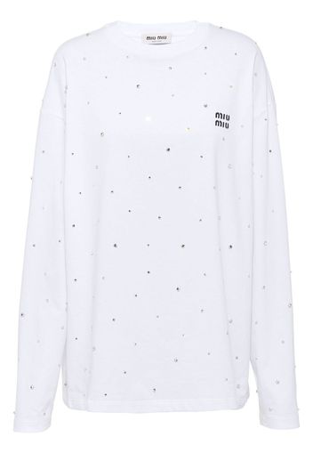 Miu Miu T-shirt a maniche lunghe Diamante - Bianco