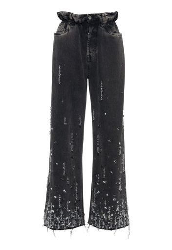 Miu Miu crystal-embellished drawstring trousers - Nero