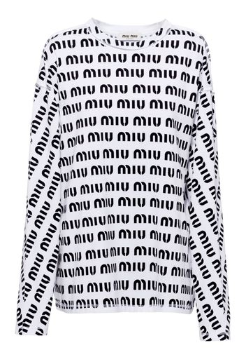 Miu Miu logo-print cotton T-Shirt - Bianco