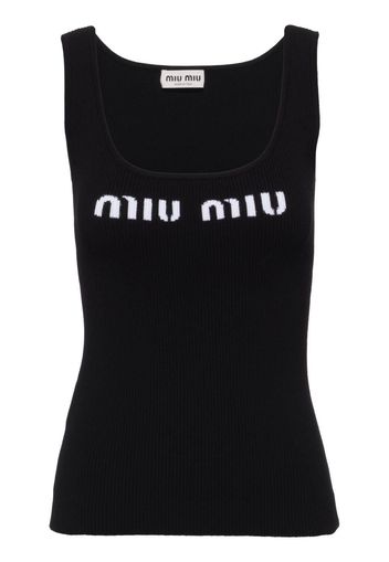 Miu Miu Top con logo - Nero