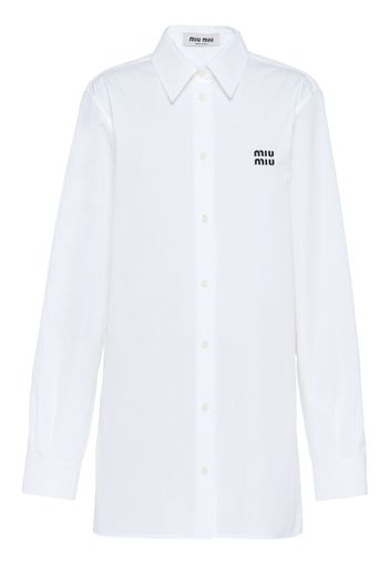 Miu Miu logo-embroidered point-collar shirt - Bianco