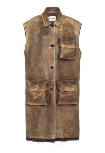 Miu Miu nappa leather long vest - Toni neutri