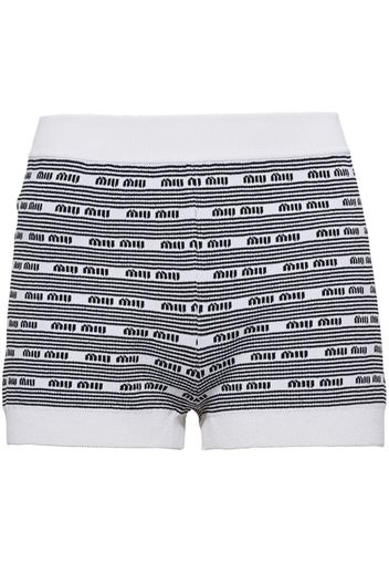 Miu Miu knitted logo mini shorts - Bianco