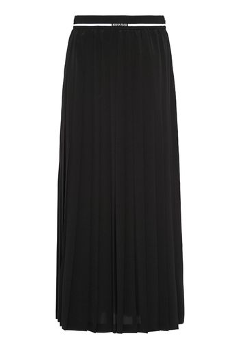 Miu Miu Crepe de chine pleated midi skirt - Nero