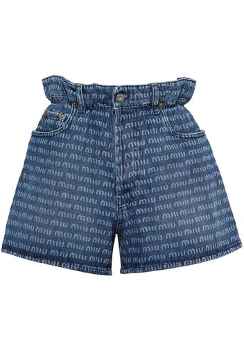 Miu Miu logo-print mini denim jeans - Blu