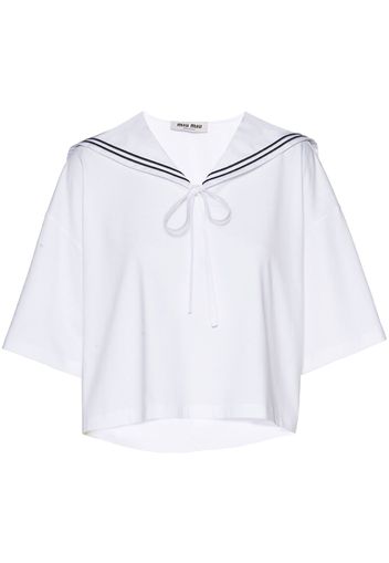 Miu Miu Embroidered cotton T-shirt - Bianco