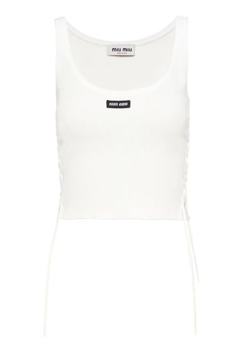 Miu Miu lace-up cotton tank top - Bianco