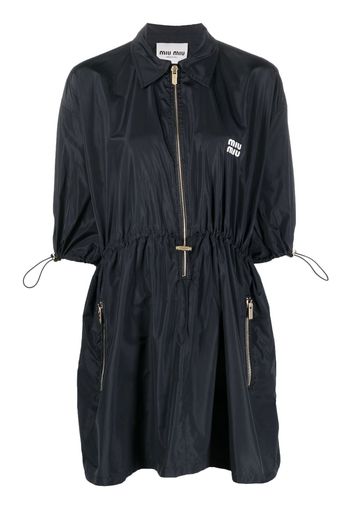 Miu Miu Technical silk mini-dress - F0008 NAVY
