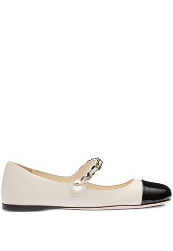 Miu Miu leather ballerina shoes - F0A72 IVORY/BLACK