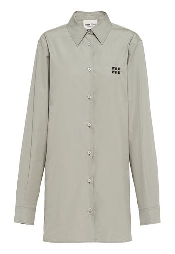 Miu Miu embroidered-logo cotton shirt - Verde