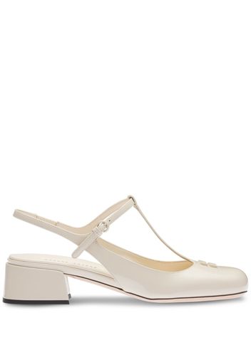 Miu Miu Patent leather slingback pumps - F0304 IVORY