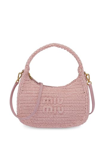 Miu Miu logo-lettering crocheted shoulder bag - Rosa