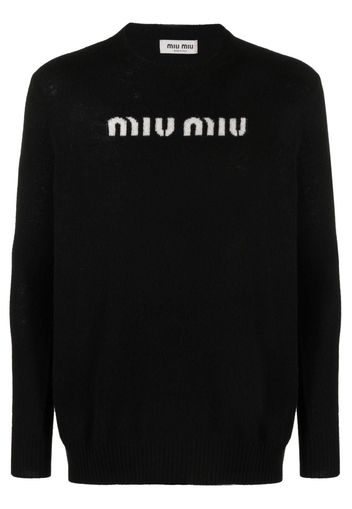 Miu Miu logo-jacquard jumper - Nero