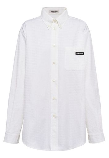 Miu Miu logo-print poplin shirt - Bianco