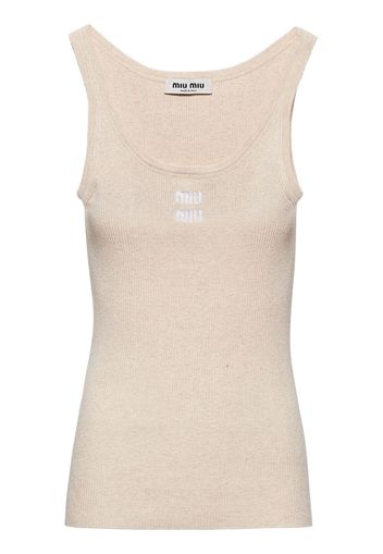 Miu Miu ribbed-knit tank top - Toni neutri