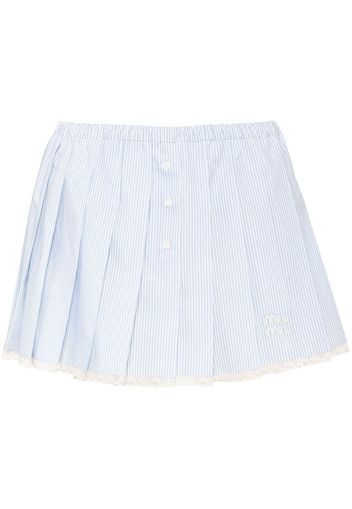Miu Miu pinstripe embroidered-logo miniskirt - Bianco