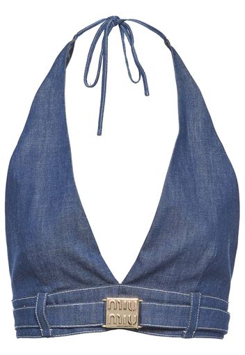 Miu Miu denim cropped top - Blu