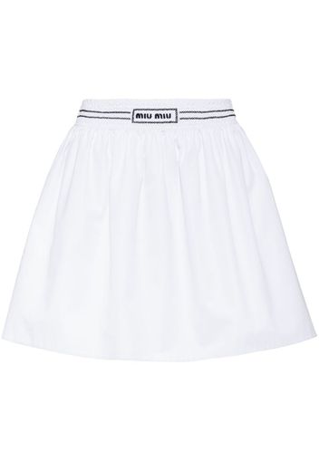 Miu Miu logo-embroidered poplin miniskirt - Bianco